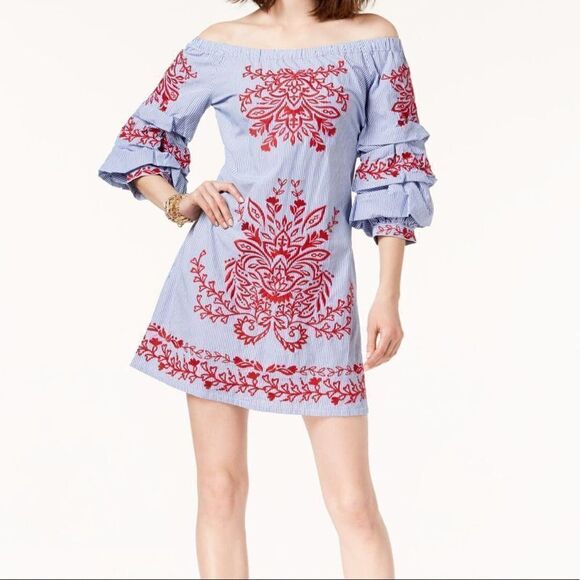 INC Petite Embroidered Off-the-shoulder Dress - Picture 1 of 3